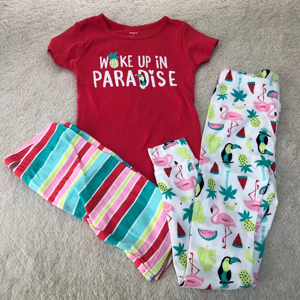 Carter’s girls size 5 pajamas 3 piece set - Picture 2 of 8